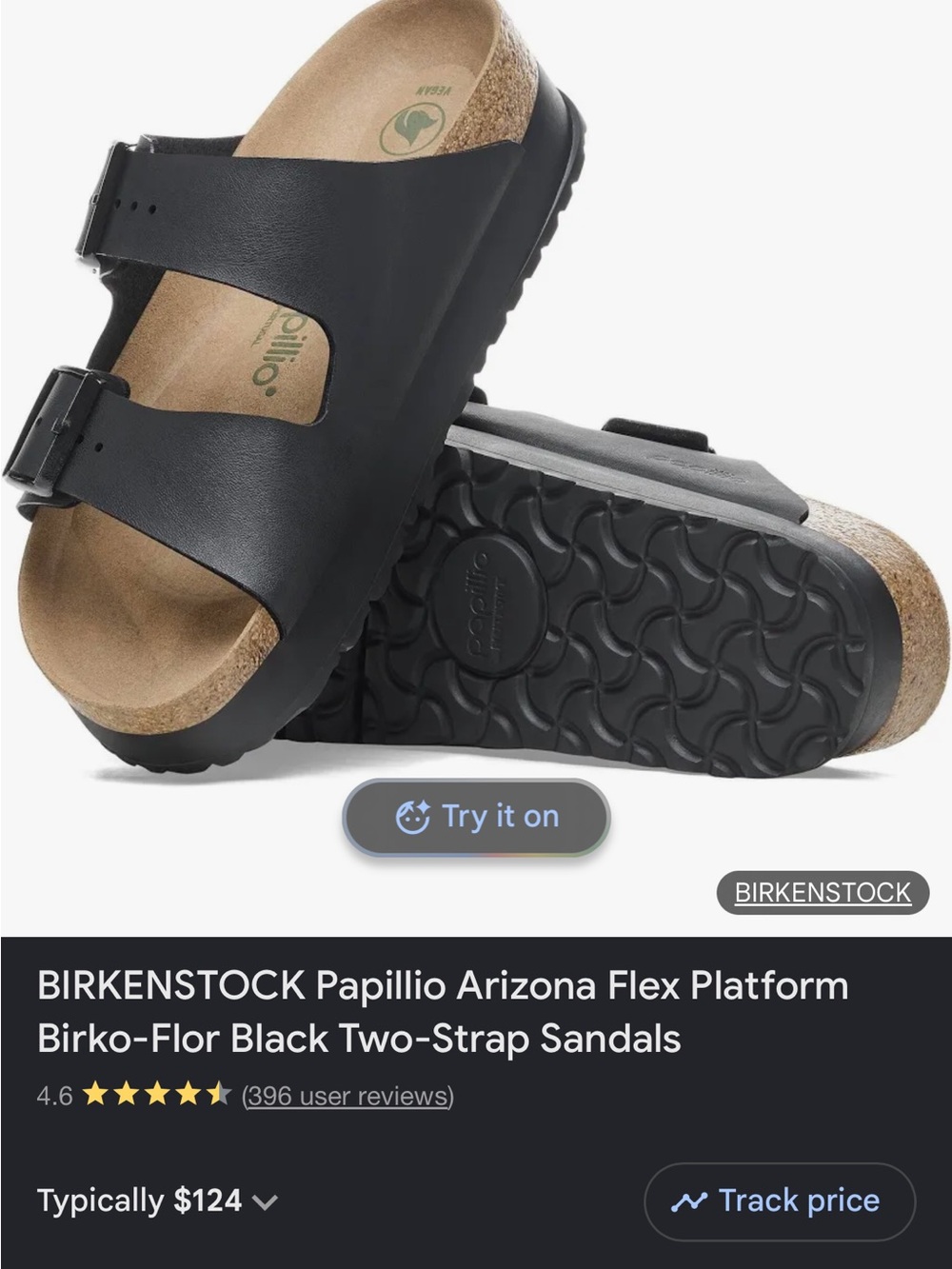 Papillio Black Two-Strap Platform Sandals size 38 runs more like a 7